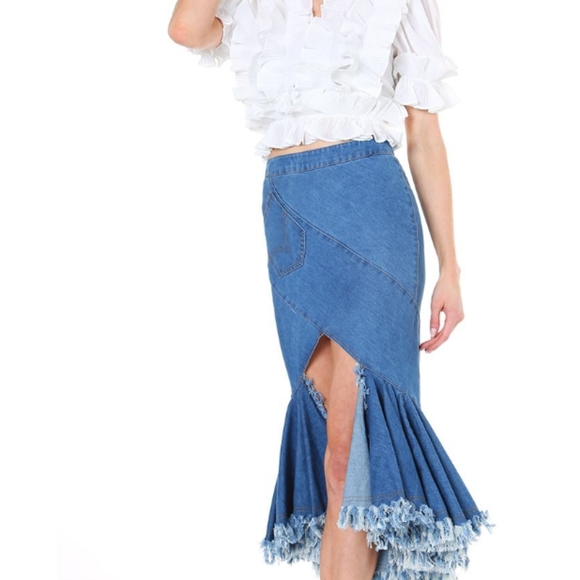 Beulah Style Mermaid Denim Skirt - Picture 4 of 5